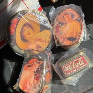 Coca Cola Vintage Tin Set with Red and Orange Accents